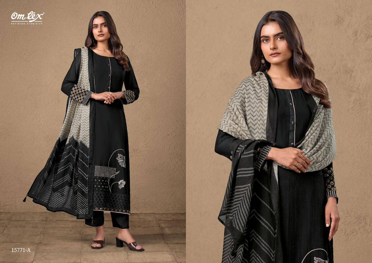 NAVATMANI By OMTEX Beautiful Festive Suits Stylish Colorful Fancy Casual Wear MAL CHANDERI SILK Digital Print Dresses At Wholesale Price